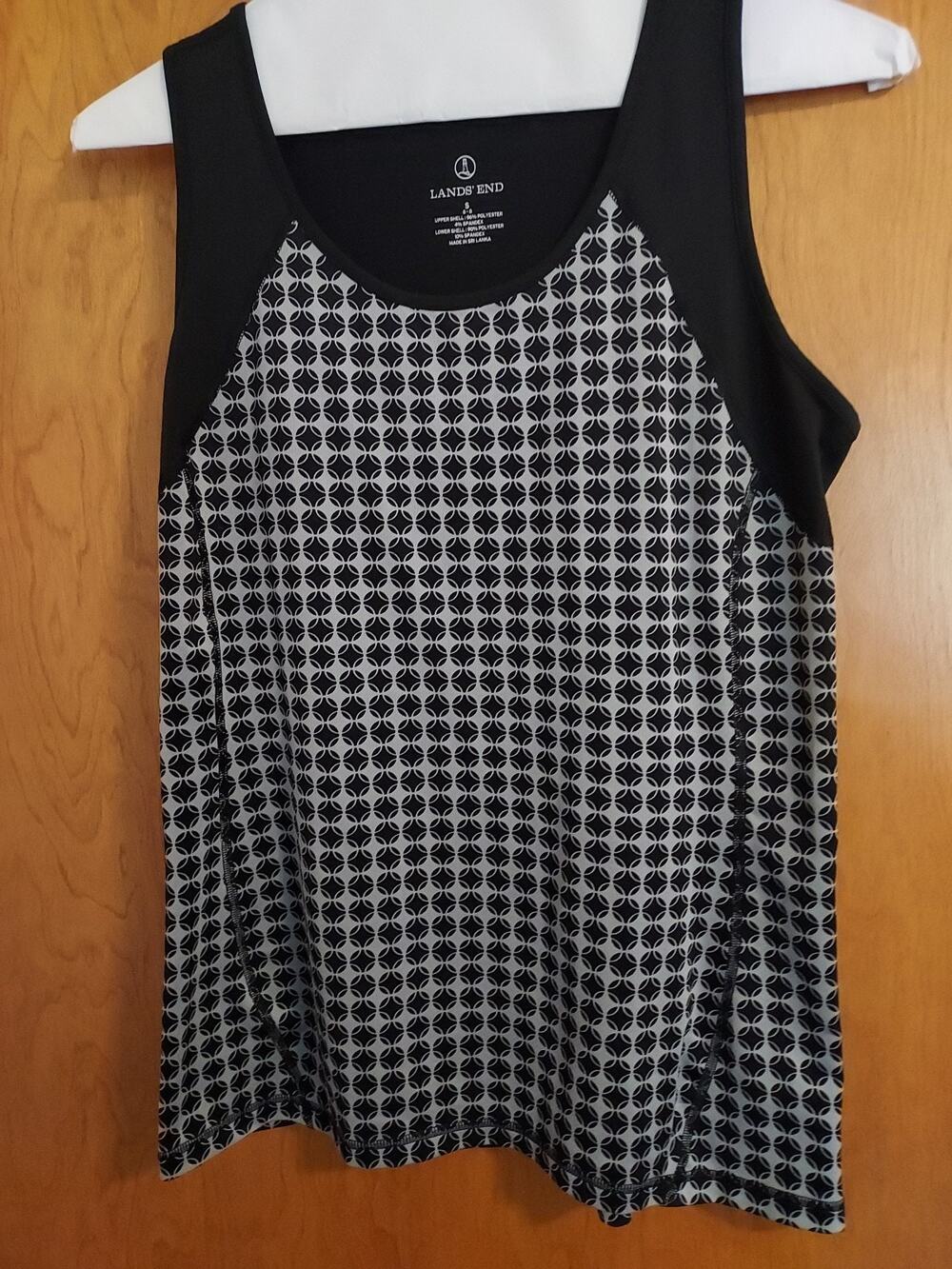 Lands End Size Small Sleeveless Exercise Tank Top Black And Gray